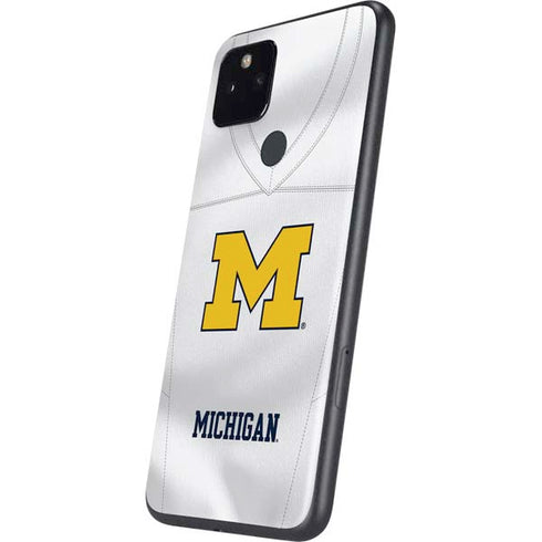 University of Michigan White Jersey Google Pixel 5a Skin
